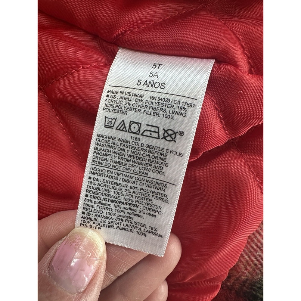 Old Navy Toddler Quilted Shacket Jacket Red Plaid Button Front 5T - Picture 6 of 8